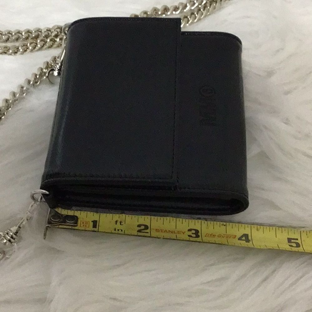 MM6 Maison Margiela Logo Black Folding Small Wallet On A Chain - Picture 10 of 16